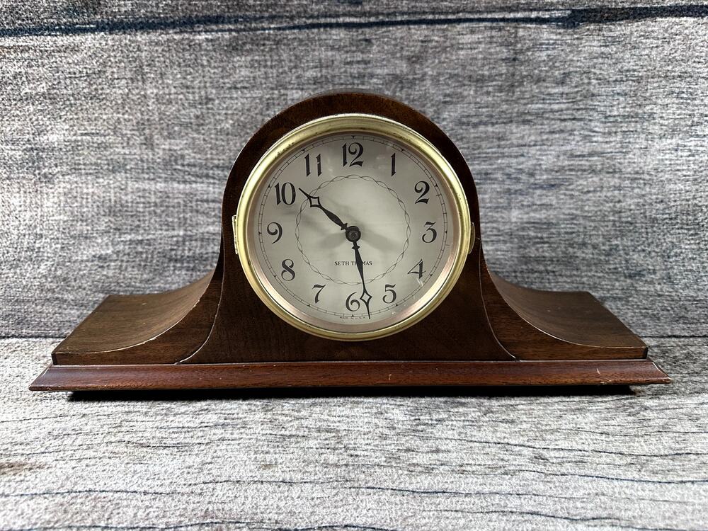 Antique Seth Thomas Tambour Mantel Clock Runs Chime USA. 1600 series